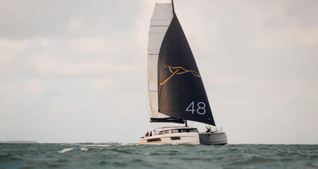 French-built 15 metre inboard yacht, moored in a harbour