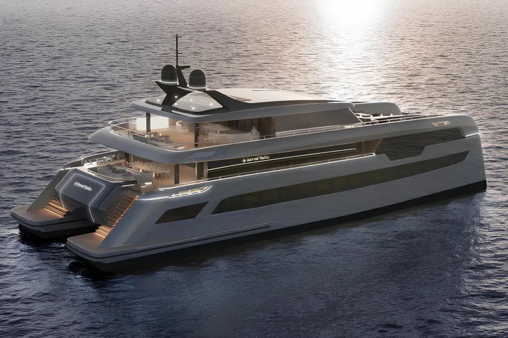 10 guest displacement luxury yacht for sale, exterior on the water