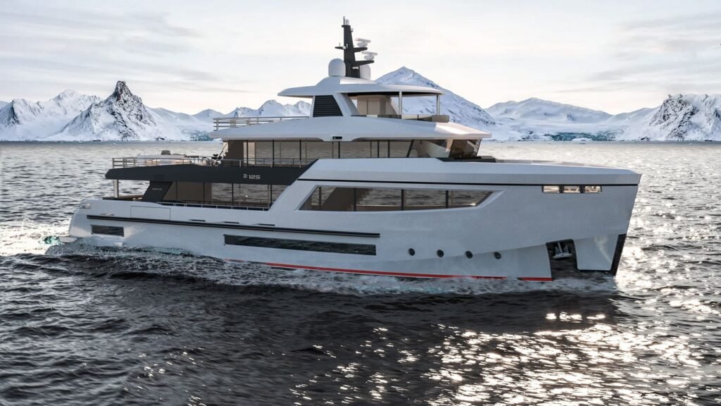 38 metre aluminium yacht interior and living space