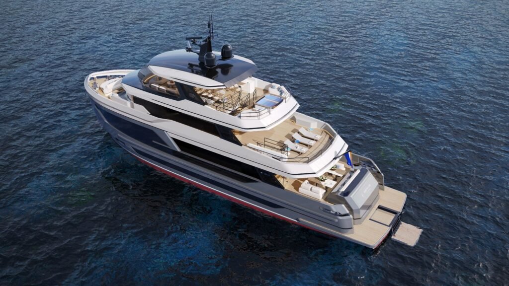 34 metre American built yacht at anchor