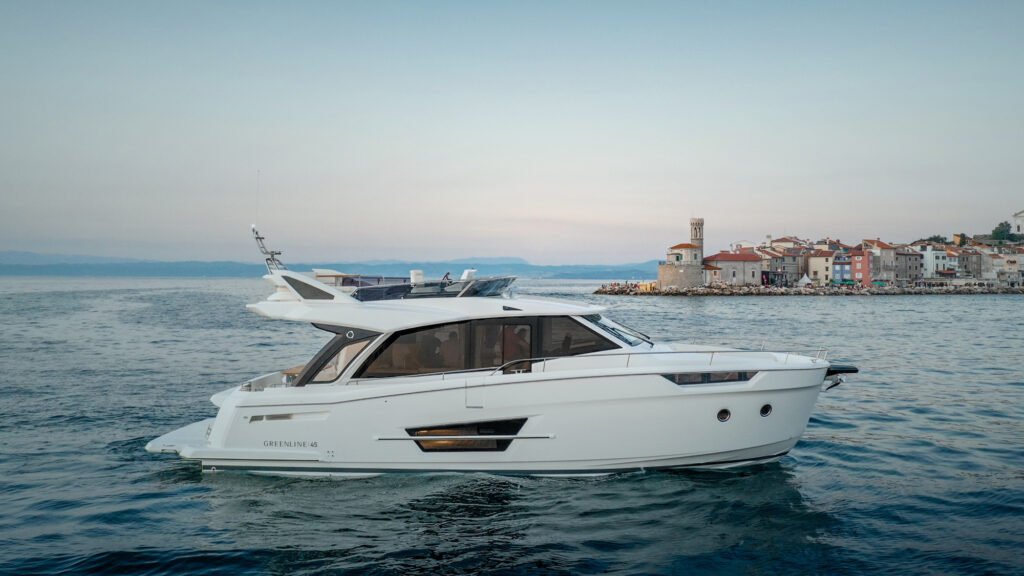 16 metre 2 cabin flybridge yacht, bright interior spaces