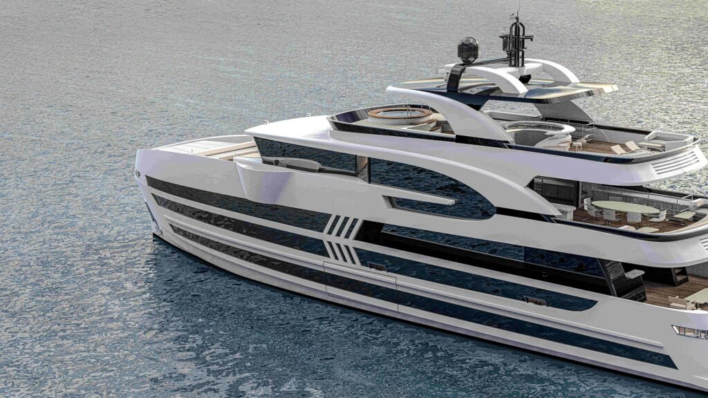 5 cabin American built yacht for sale, at anchor