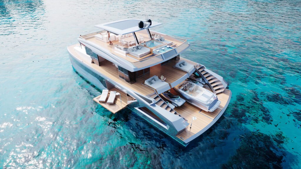 luxury 22 metre yacht around 3 million euros at anchor in calm waters