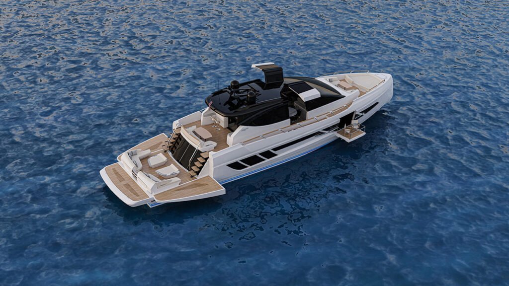 8 guest American built yacht for sale, exterior on the water