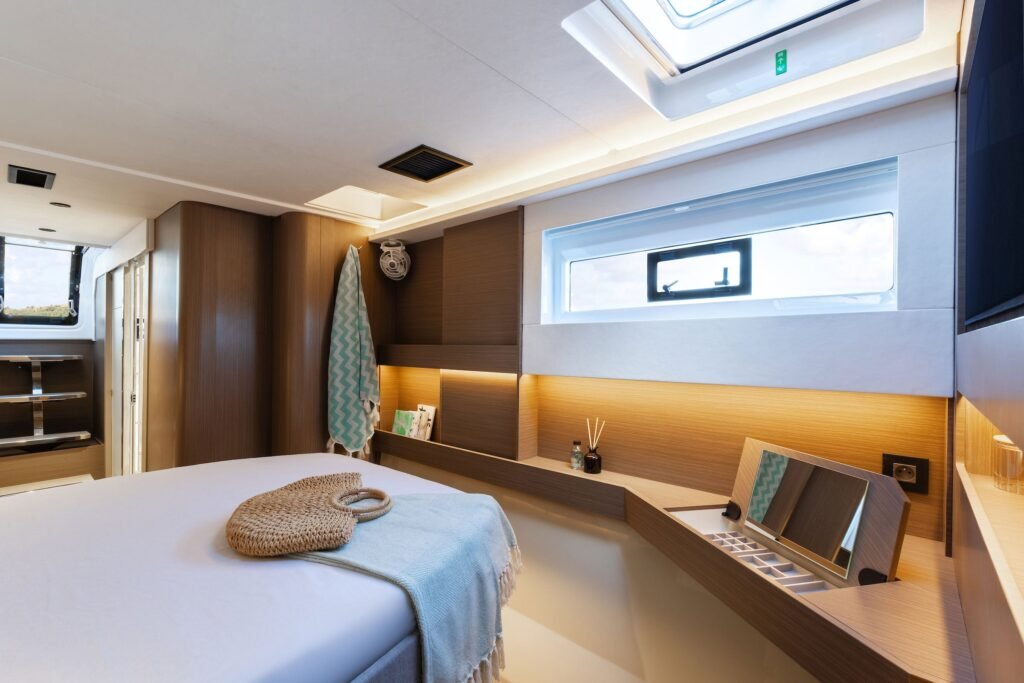 16m sailing yacht under way, sails set