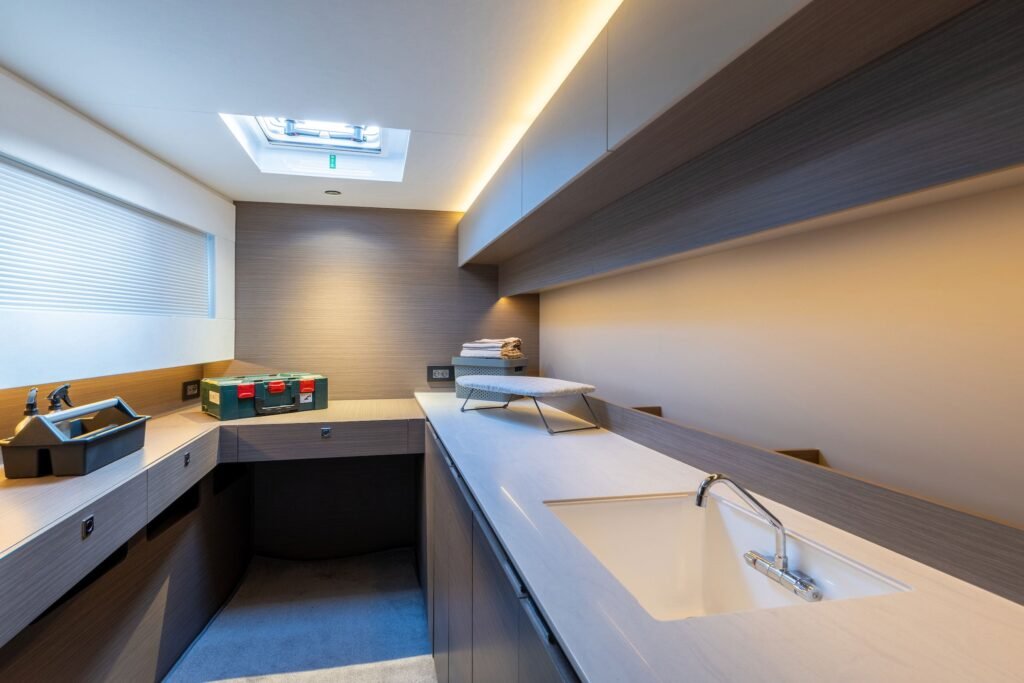 luxury sailing catamaran refined interior and living space
