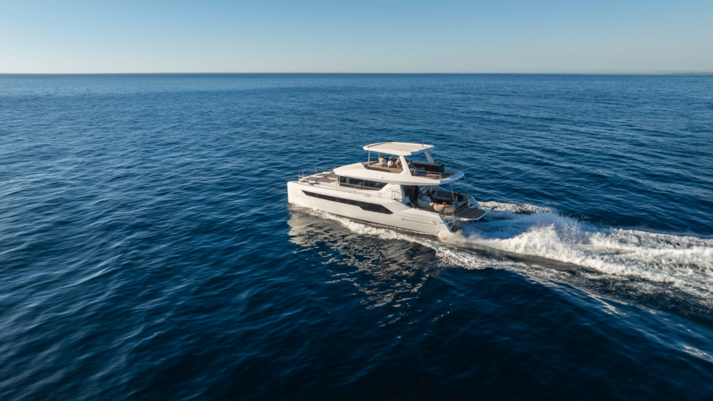 Catamaran 16 metre Luxury yacht for sale, exterior on the water