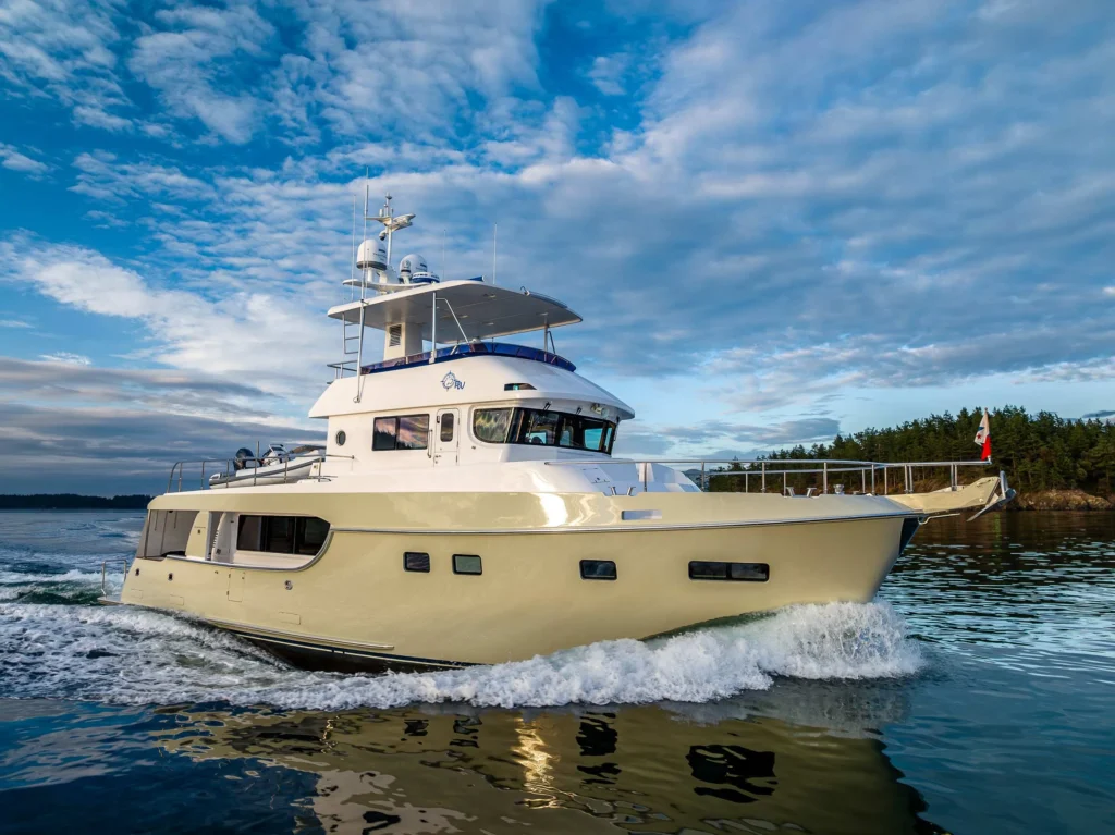 displacement explorer for sixteen guests, anchored in remote waters