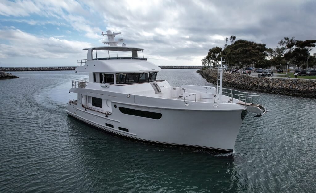 22 metre trawler yacht around 3 million euros for sale, exterior on the water