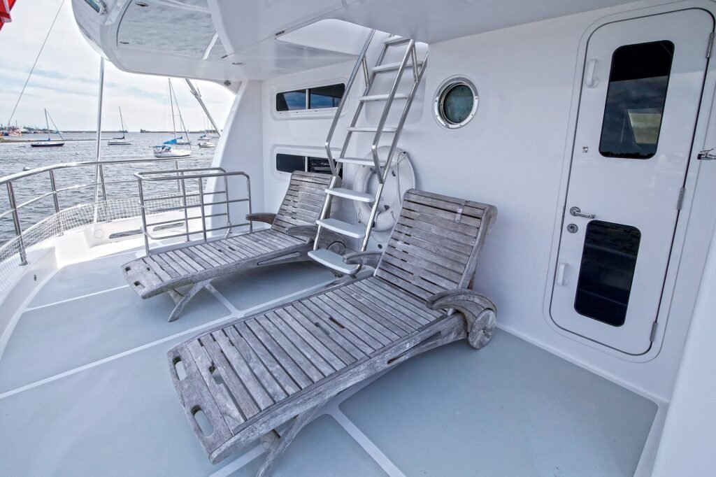 Displacement yachtfisher interior and cockpit area