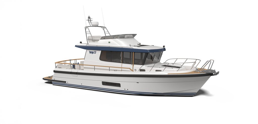 12 metre Finnish monohull yacht for sale, profile underway