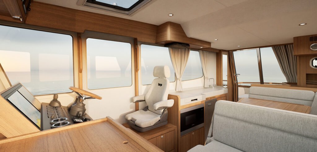 12 metre Finnish planing yacht for sale, at speed