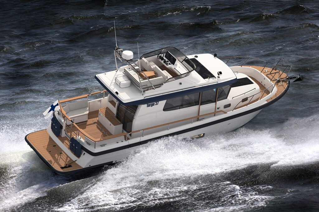 12 metre Finnish inboard yacht, interior and helm station