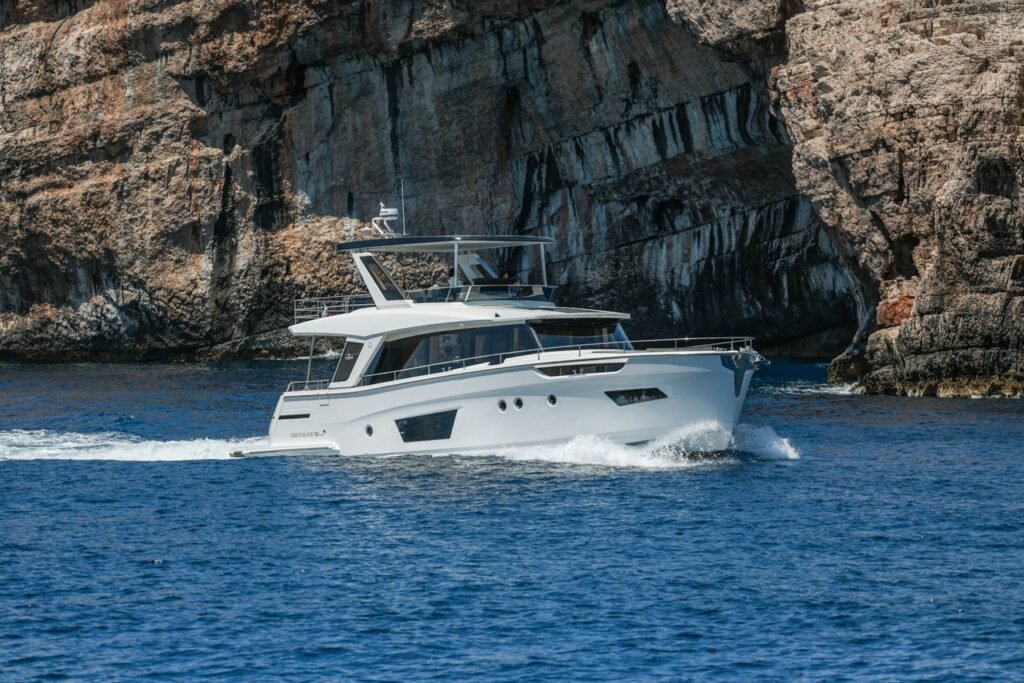 18 metre 4 cabin monohull yacht for sale, exterior on the water
