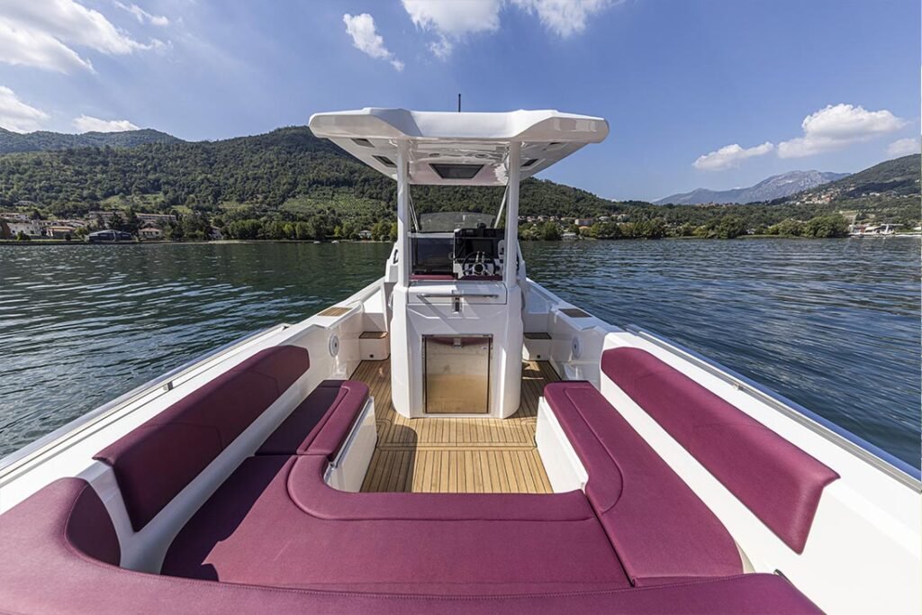 11 metre RIB with 2 cabins at anchor