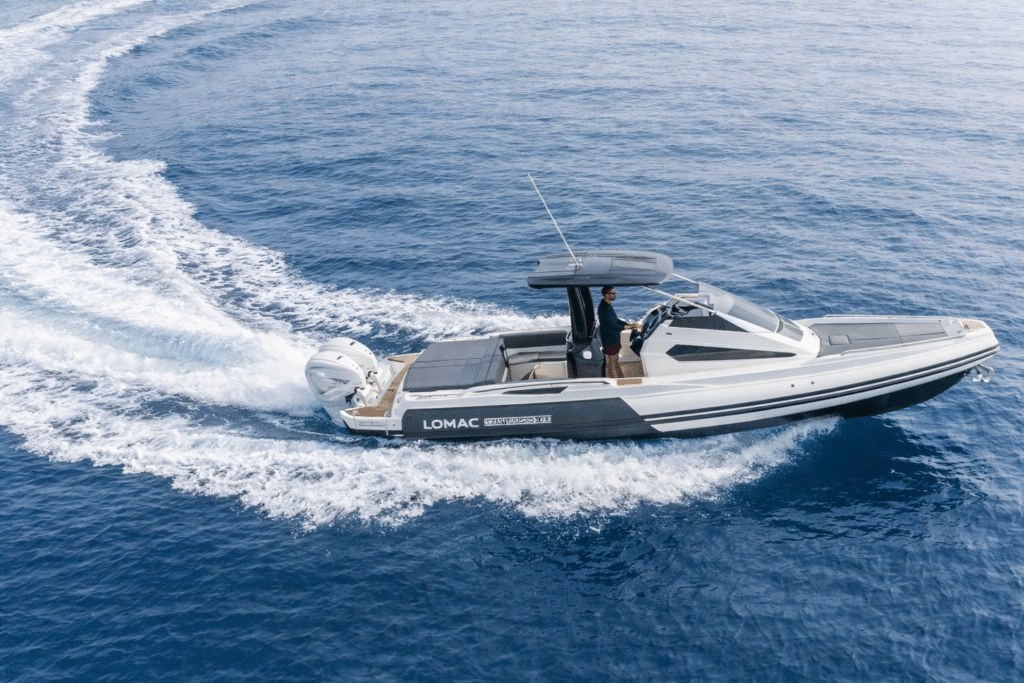 12 metre Italian monohull yacht for sale, exterior on the water