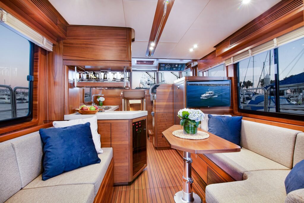 2 cabin displacement trawler interior and living space