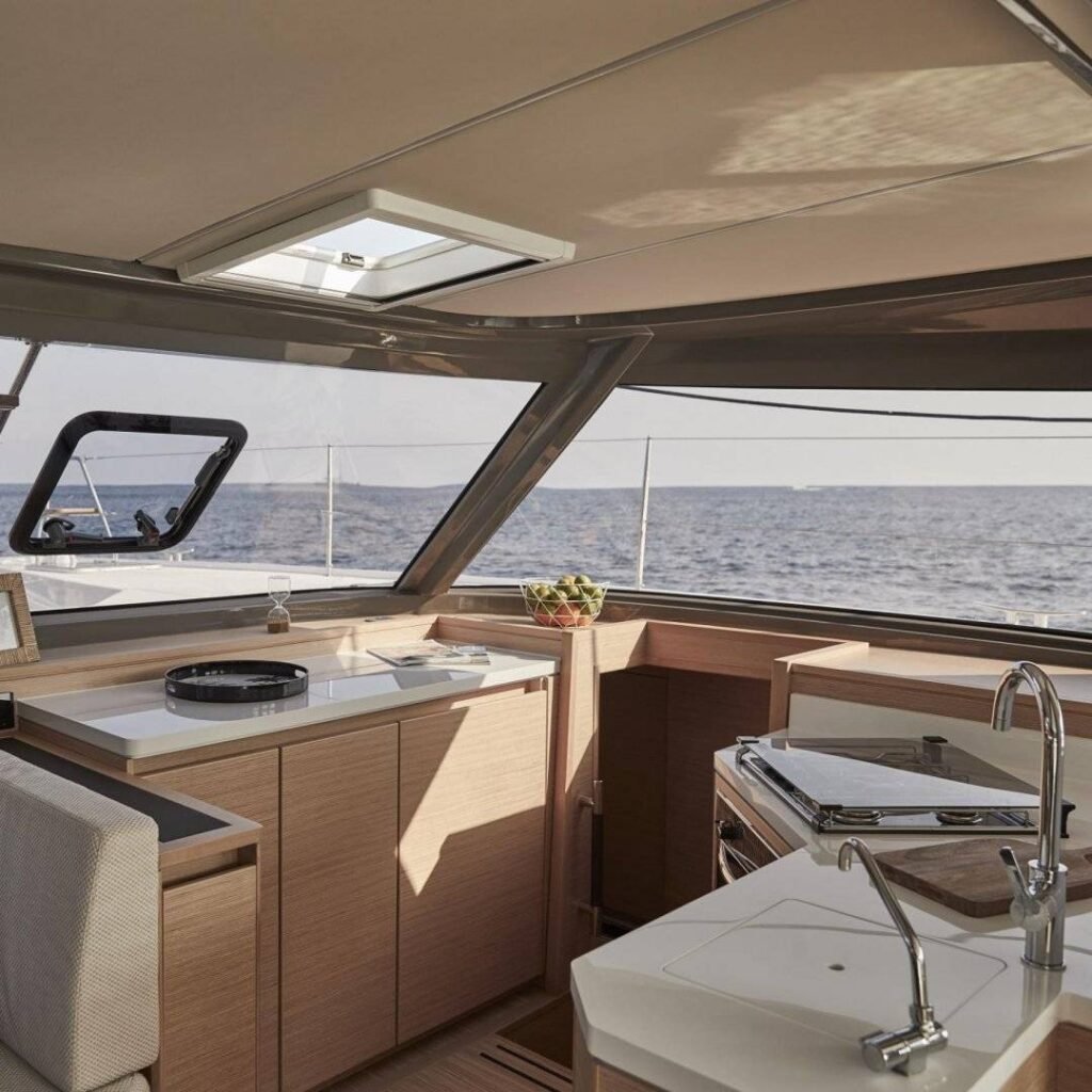 inboard model sailing yacht interior and living space