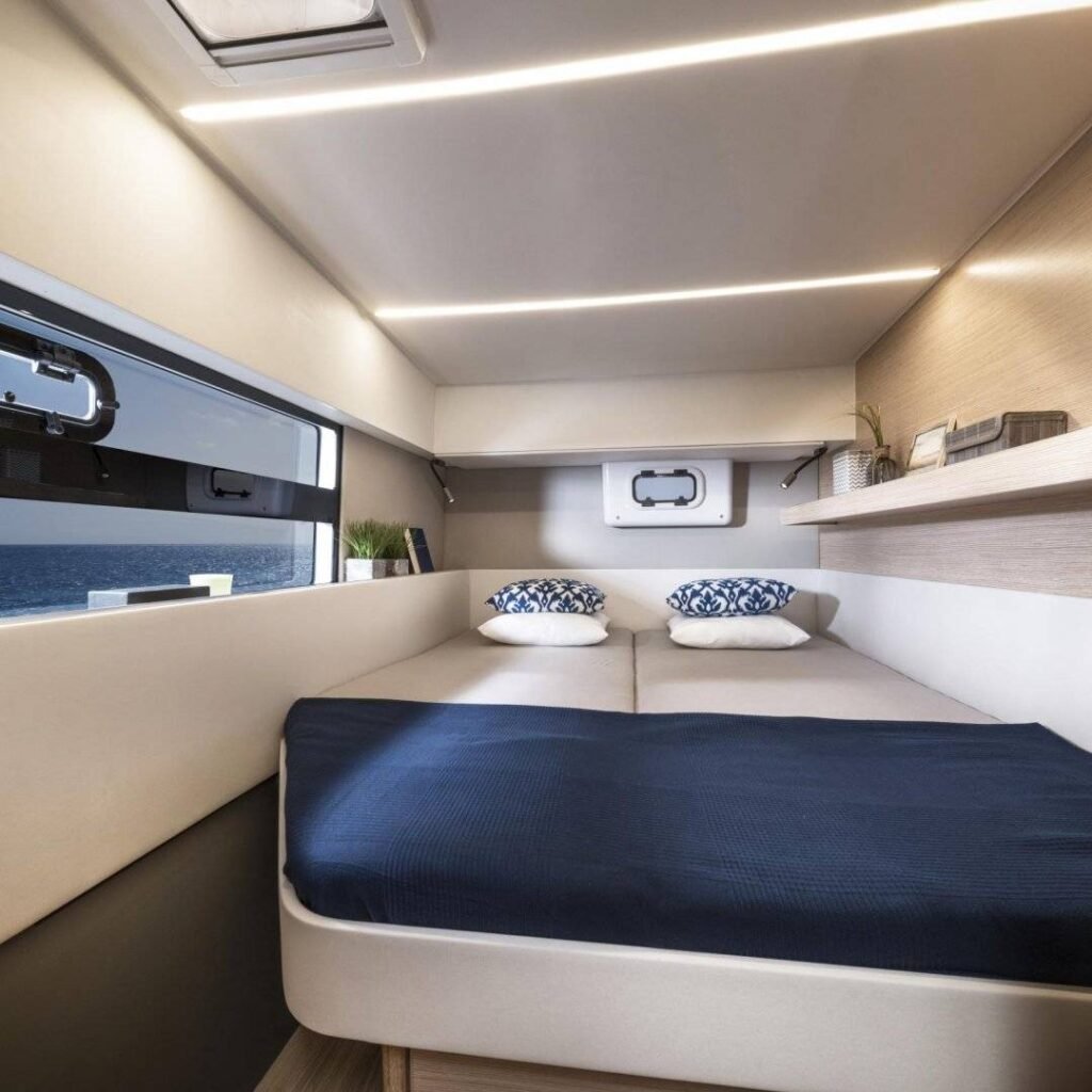 12 metre French inboard yacht engine room and interior
