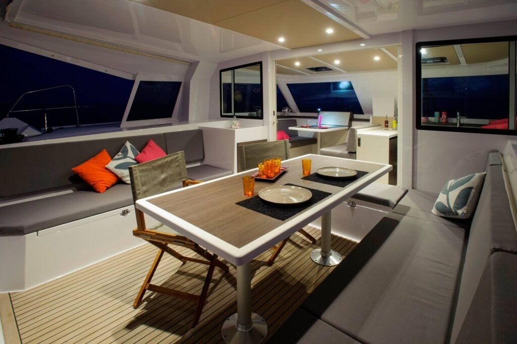 12 metre French inboard yacht for sale, profile at sea