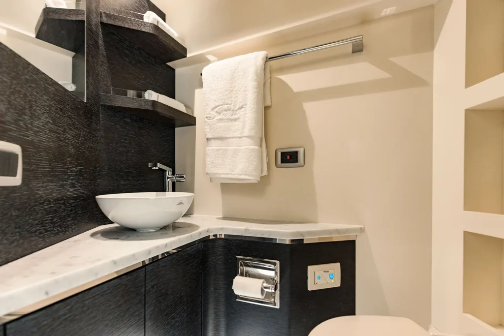 compact luxury yacht owner cabin interior
