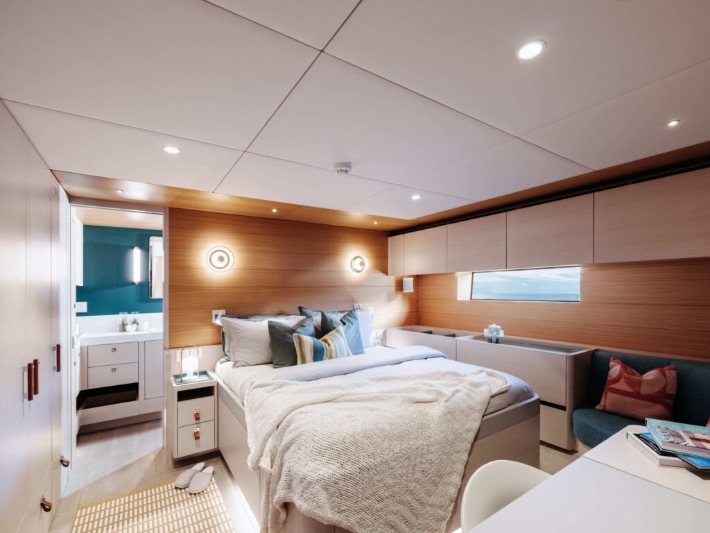 26 metre British built yacht for sale, exterior on the water