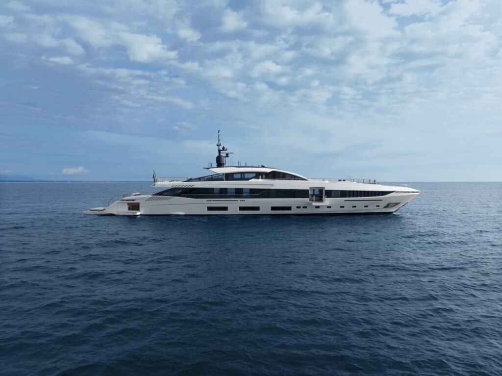 Fast displacement monohull yacht for sale on the water