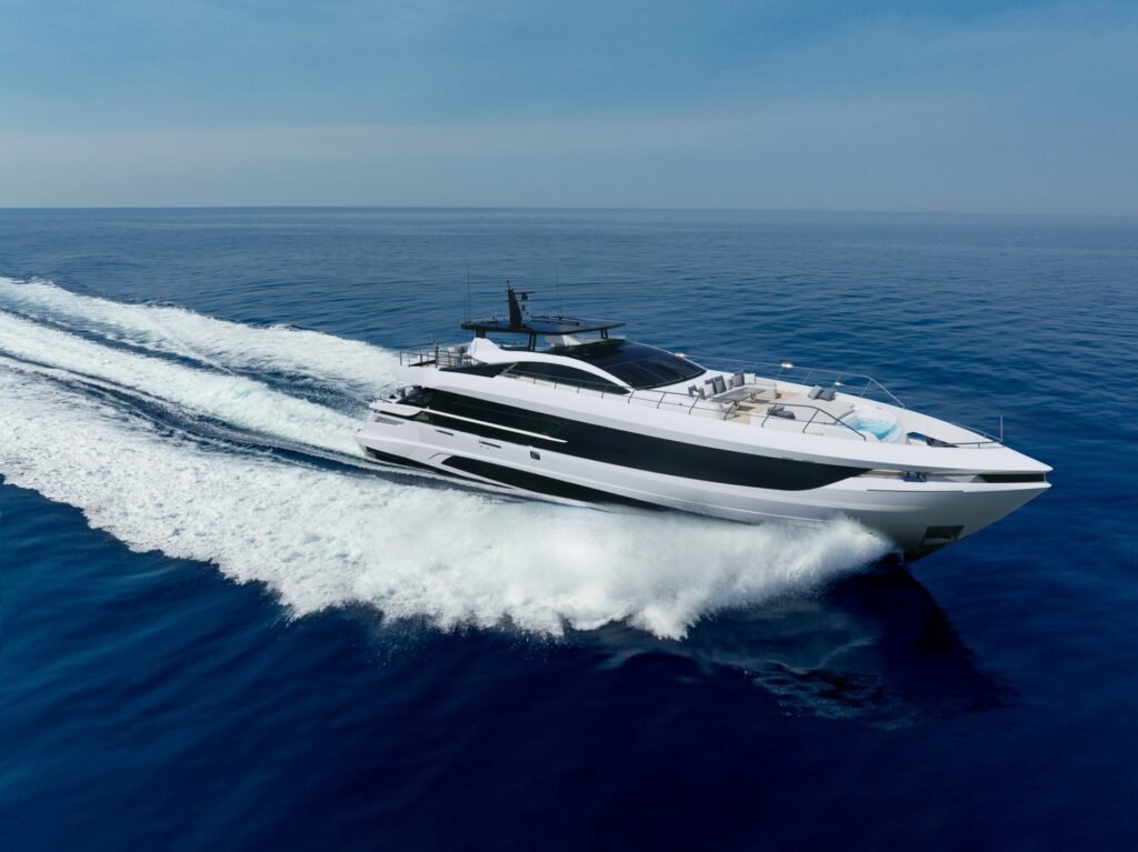 34 metre planing yacht interior and living space