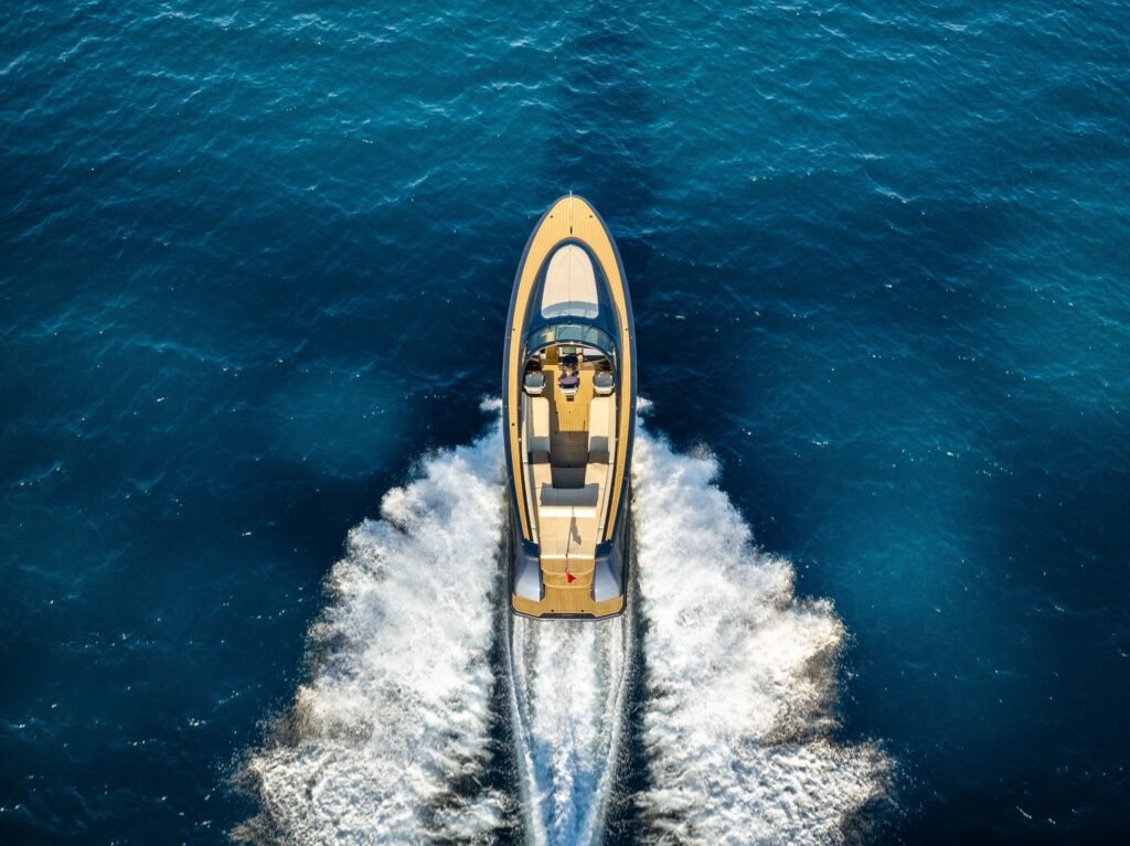 large open yacht deck with guest seating