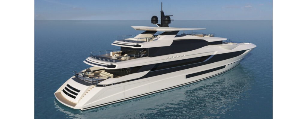 Italian maxi yacht for sale, at anchor off the Amalfi coast
