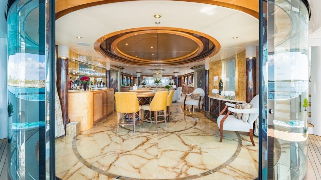Bar and lounge beneath a domed gold ceiling