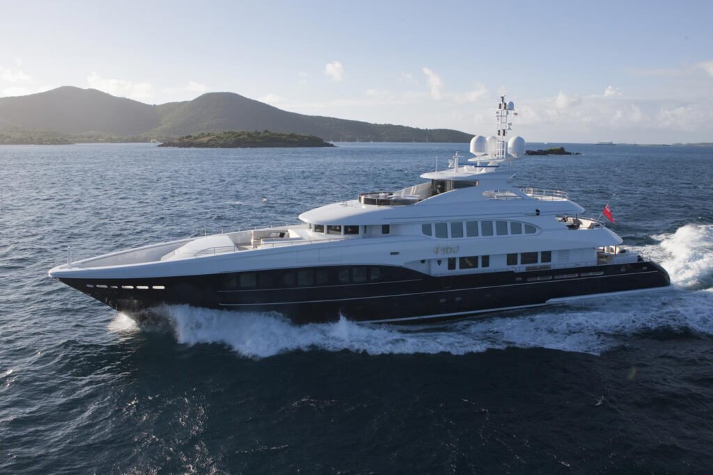 yacht charter with beach club, water level terraces