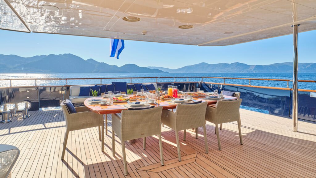 Charter motor yacht, sundeck and open Adriatic