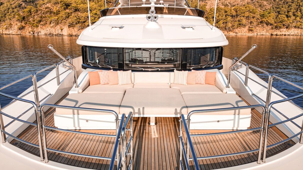 Ajaccio motor yacht charter, aft deck and swim platform