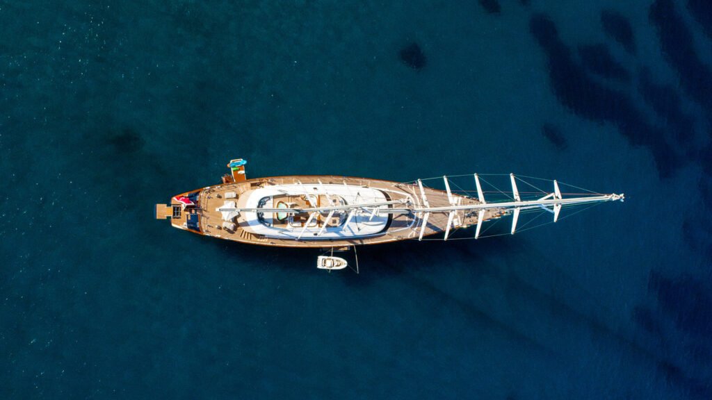 Perini Navi 60m sailing yacht Burrasca at anchor