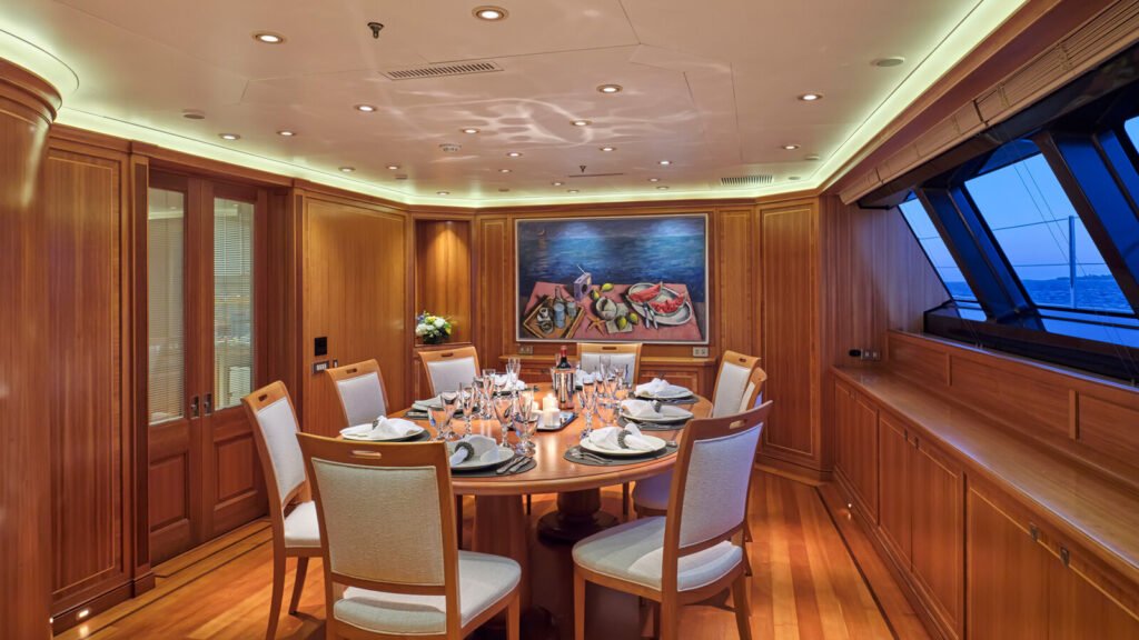 60m charter yacht with gym, interior wellness space