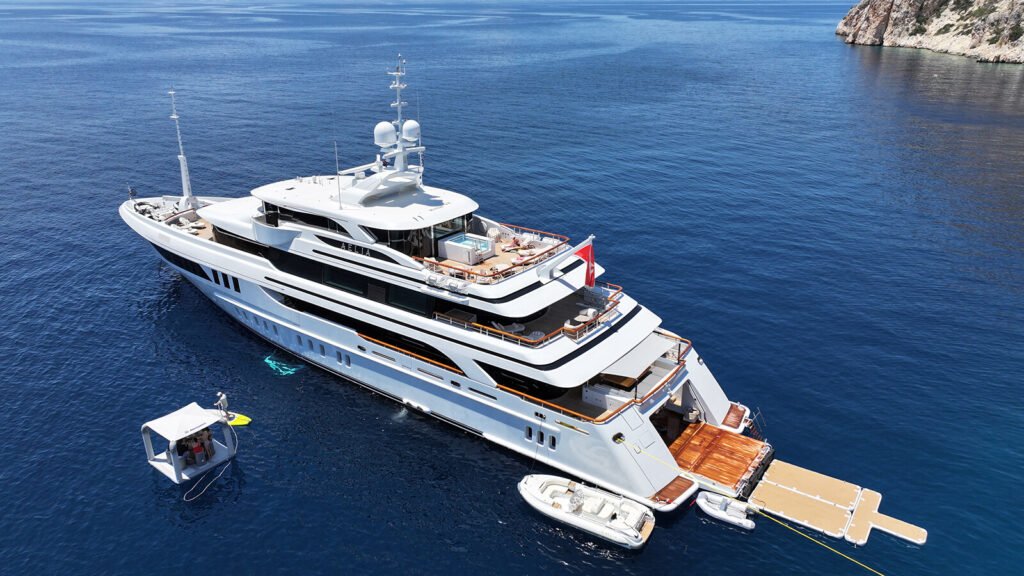 AELIA - swim platform lowered with tender and jet ski deployed