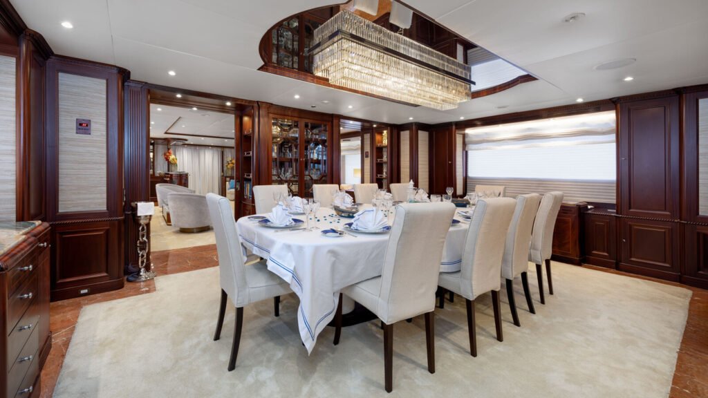 Formal dining room set for a full table