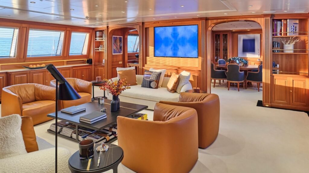 ALMYRA II - main salon with mahogany joinery