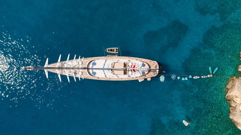 ALMYRA II - at anchor with water toys deployed