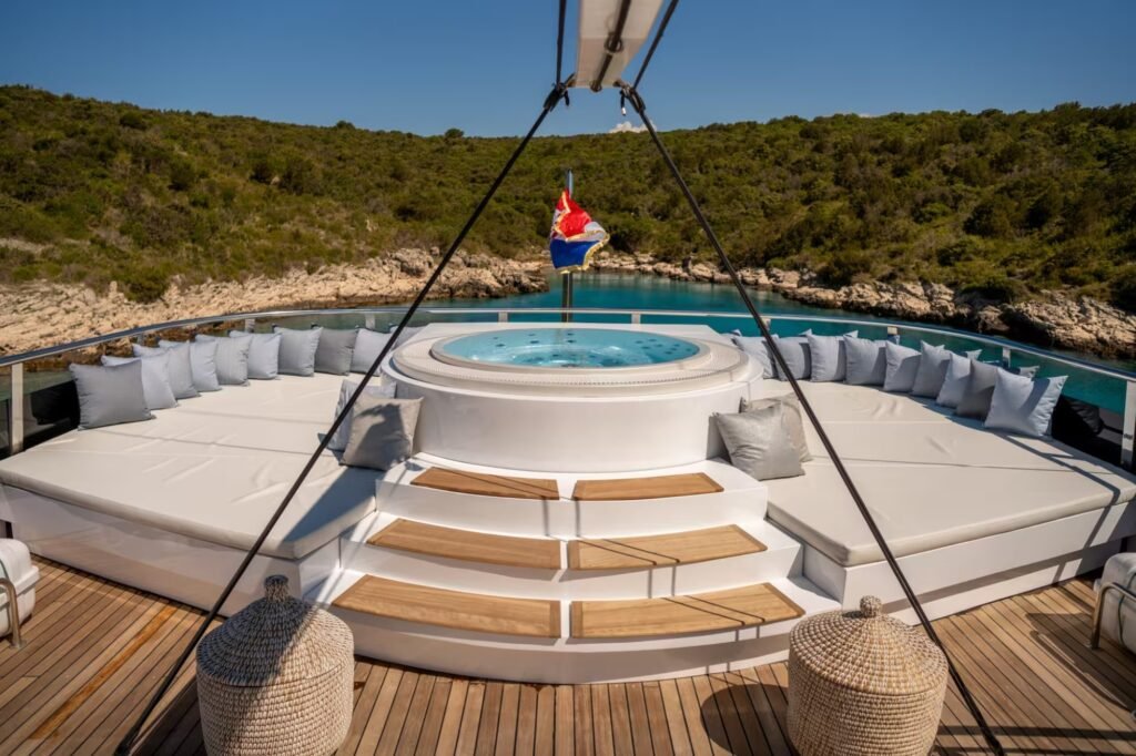 12 guest sailing yacht charter, exterior profile under sail