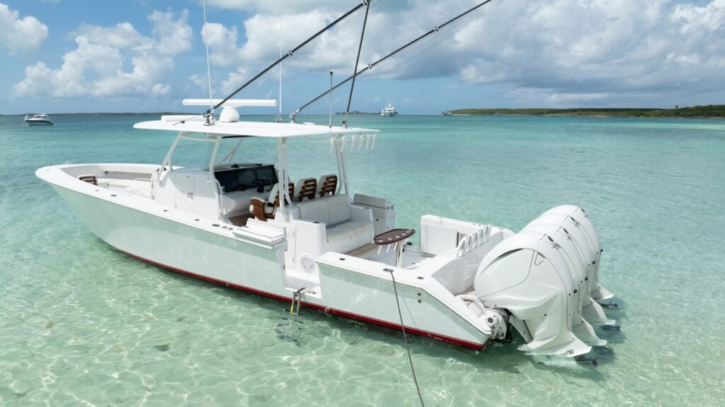 Singapore charter yacht, kayaks deployed in calm water near the Southern Islands