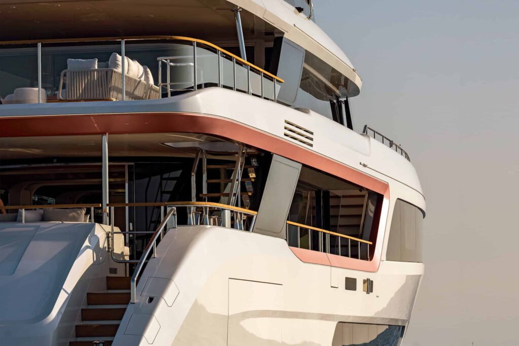 Benetti Motopanfilo 37m yacht for sale - profile view of the 37m Benetti superyacht with classic-inspired design and Lazzarini Pickering interior