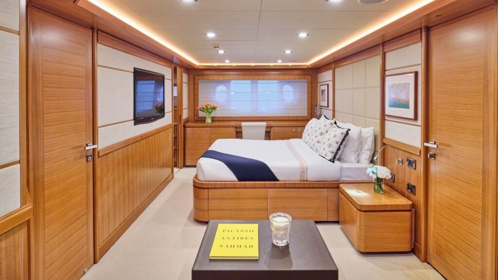 Charter yacht exterior with clear turquoise Sporades water