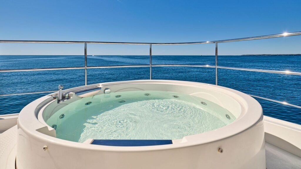 Ponza family yacht charter charter, exterior profile at anchor
