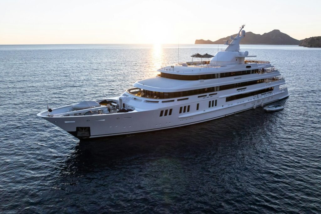BOADICEA yacht for charter, Cruising at sunset