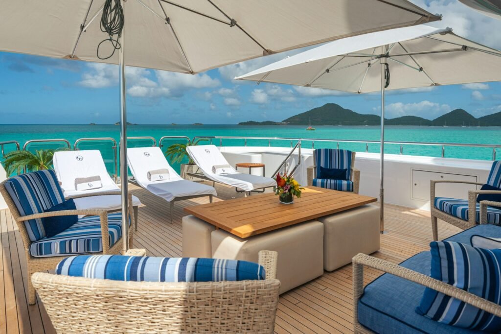 Westport yacht charter, flybridge and exterior deck