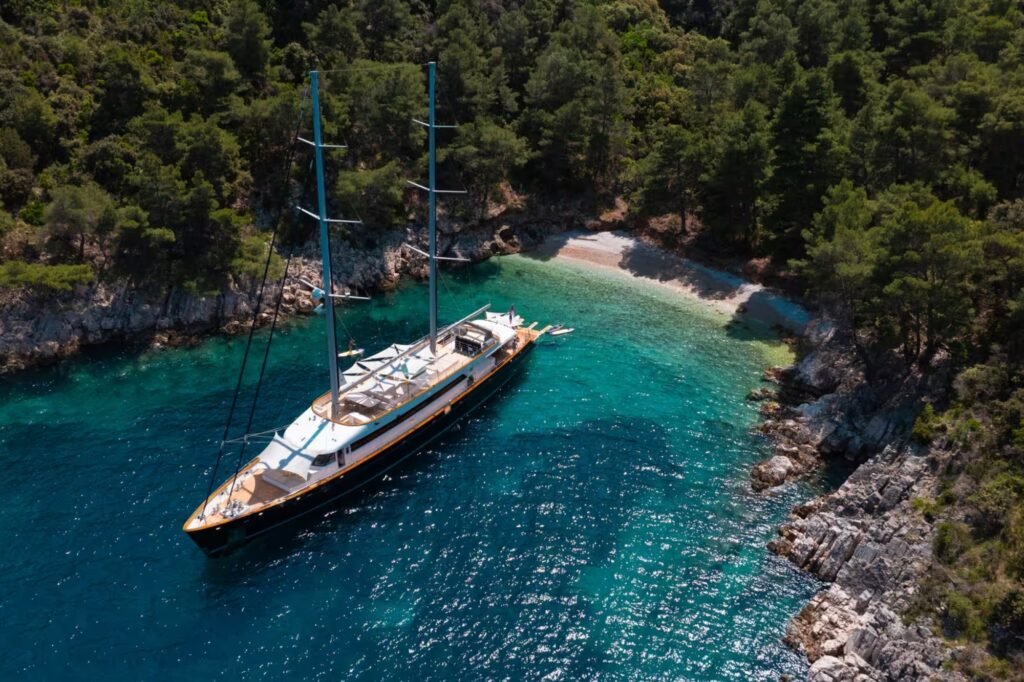 40m charter yacht, aft deck and swim platform