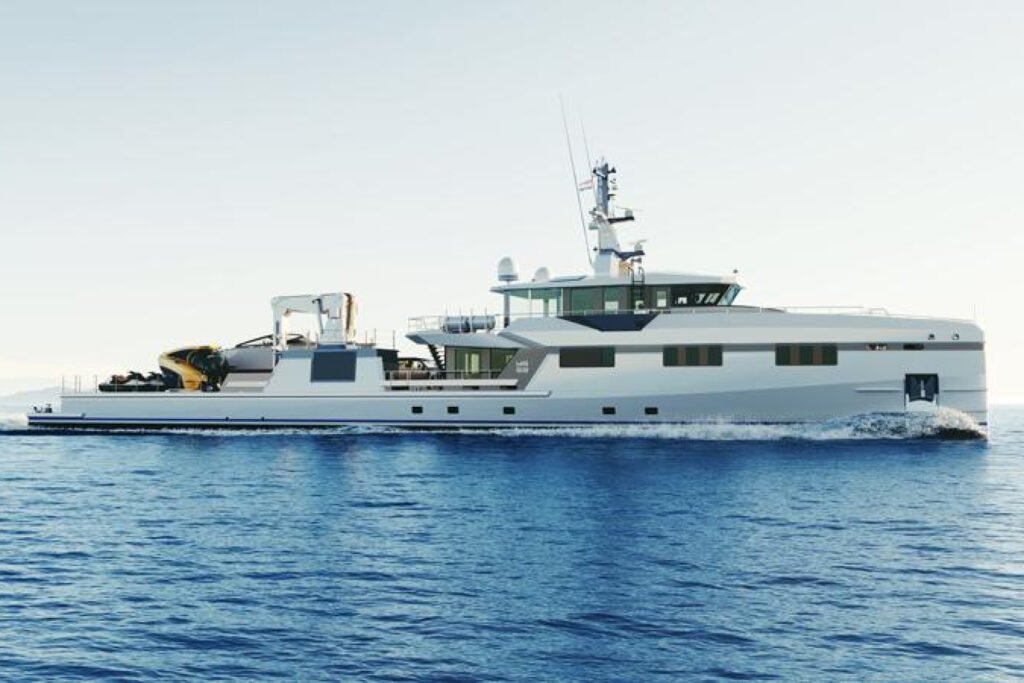 Damen Yachting YS 5305 yacht for sale - running shot of the 53m Yacht Support vessel by Damen Yachting