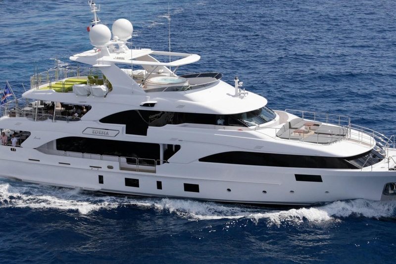 Benetti yacht charter, exterior profile on the water